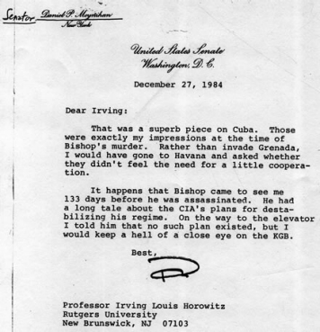 Letter to Horowitz from Moynihan 